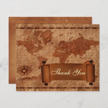 Budget Vintage Map Wedding Thank You Cards