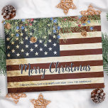 Budget Vintage Military Flag Patriotic Christmas Postcard<br><div class="desc">Send Merry Christmas greetings to friends and family with this unique USA American Flag Christmas Card - USA American flag design vintage red white blue design with holly and berries. Personalize with message and family name. This patriotic Christmas card is perfect for military families, veterans, patriotic family and veteran service...</div>
