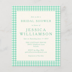 Budget Vintage Mint Plaid Bridal Shower Invite