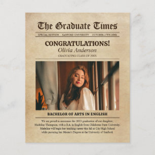 BUDGET Vintage Old Newspaper Photo Graduation