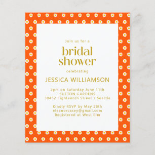 Budget Vintage Orange Daisy Flowers Bridal Shower