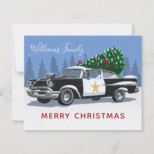 Budget Vintage Police Car Merry Christmas Card