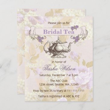 Budget Vintage Purple Bridal Tea Party Invitation