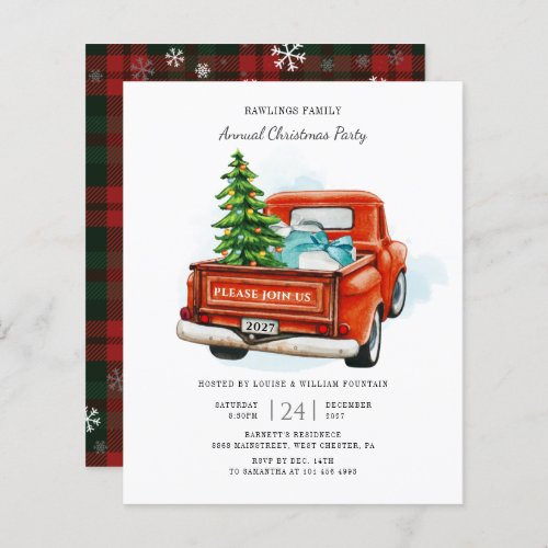 Budget Vintage Red Truck Christmas Invitation