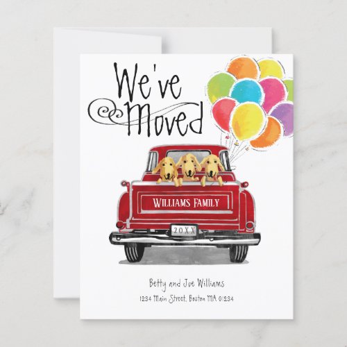 Budget Vintage Red Truck Dogs Moving Announcement