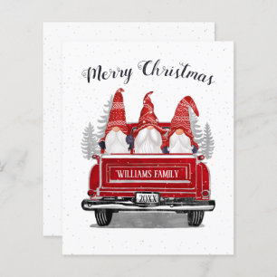 Budget Vintage Red Truck Gnome Christmas Card