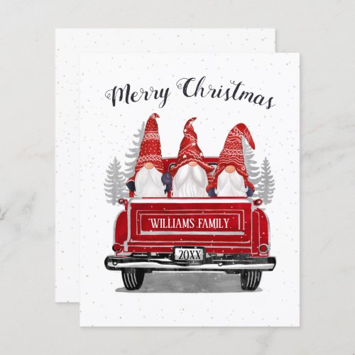 Budget Vintage Red Truck Gnome Christmas Card