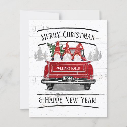 Budget Vintage Red Truck Gnomes Christmas Card