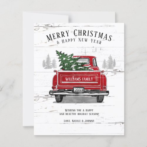 Budget Vintage Red Truck Merry Christmas Card
