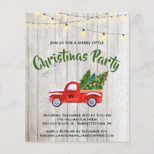 Budget Vintage Red Truck Rustic Christmas Party  Flyer