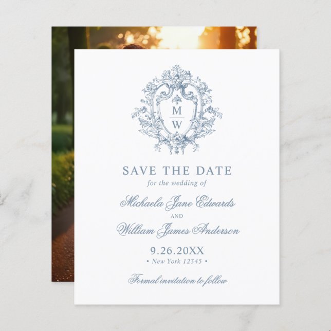 Budget Vintage Regency Crest Wedding Save The Date (Front/Back)