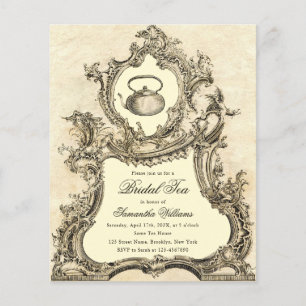 Budget Vintage Rococo Bridal Tea Party Invitation