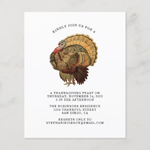 Budget Vintage Thanksgiving Dinner Invitation