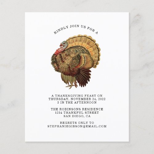 Budget Vintage Thanksgiving Dinner Invitation 