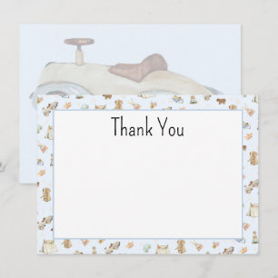Budget, Vintage Toys Blue Baby Shower Thank You Note Card