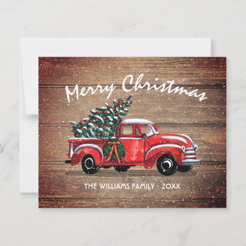 Budget Vintage Truck Rustic Merry Christmas Card