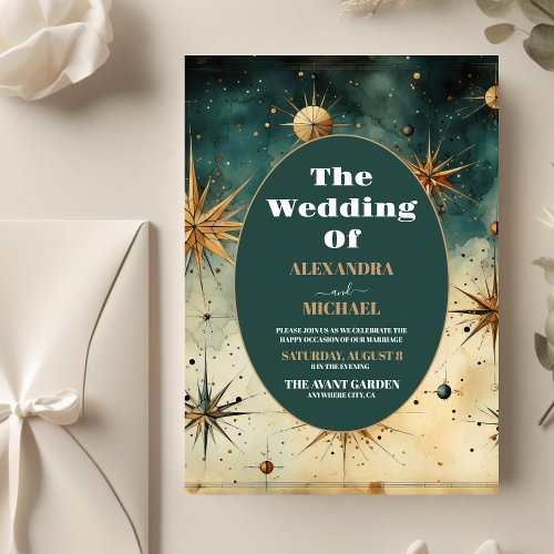 Budget Vintage Watercolor Celestial Wedding Flyer