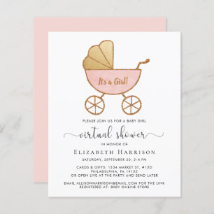 Budget Virtual Baby Girl Shower Invitation