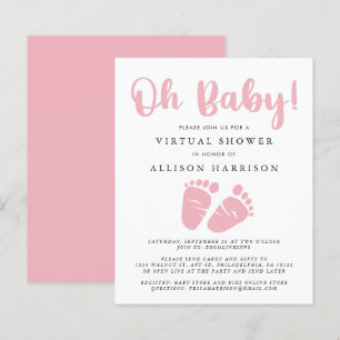 Budget Virtual Baby Shower Pink Feet Invitation