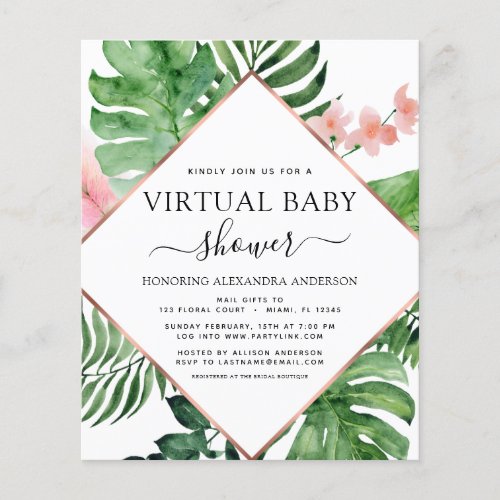 Budget Virtual Baby Shower Tropical Palm Flyer
