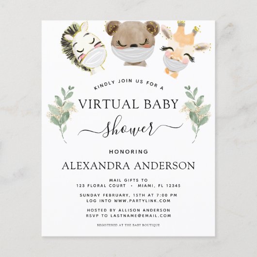 Budget Virtual Baby Shower Woodland Eucalyptus (Front)