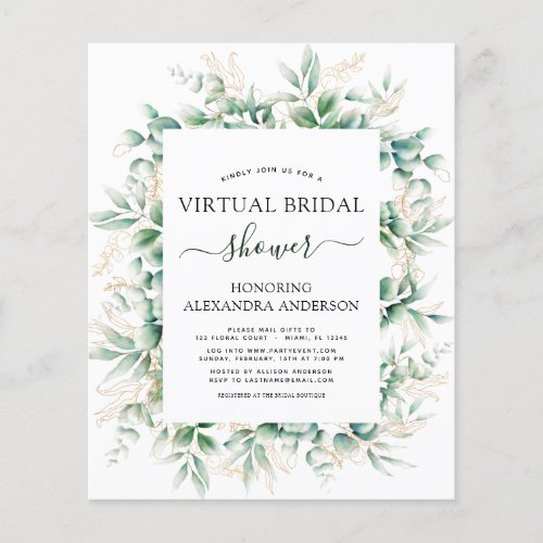 Budget Virtual Bridal Shower Botanical Greenery Flyer