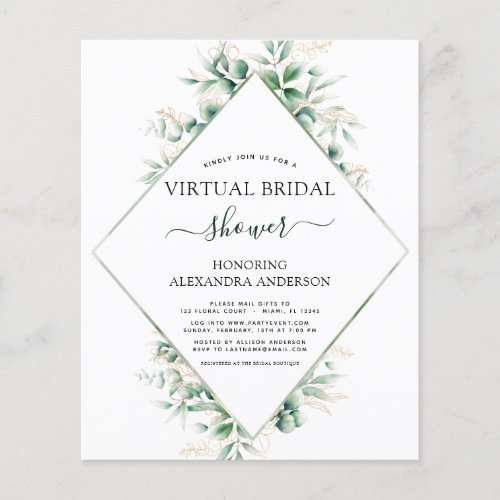 Budget Virtual Bridal Shower Botanical Greenery Flyer