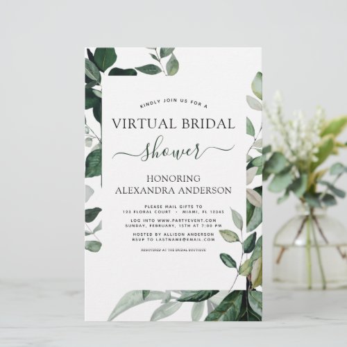 Budget Virtual Bridal Shower Botanical Invitations