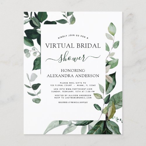 Budget Virtual Bridal Shower Botanical Invitations Flyer