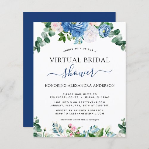 Budget Virtual Bridal Shower Eucalyptus Blue Pink