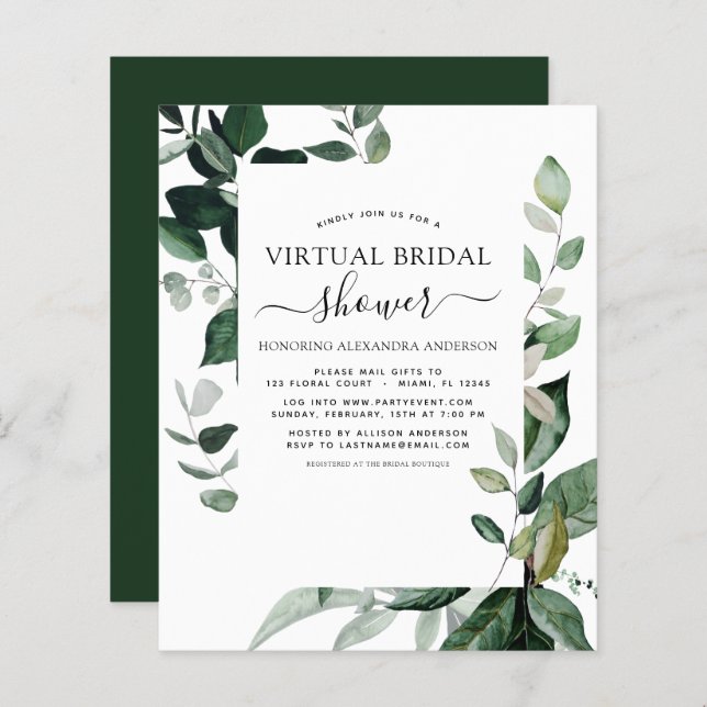 Budget Virtual Bridal Shower Greenery (Front/Back)
