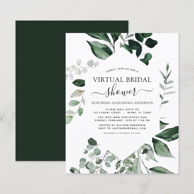 Budget Virtual Bridal Shower Greenery (Front/Back)