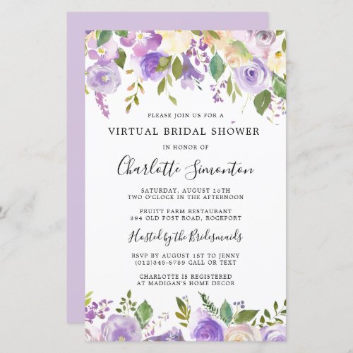 Budget Virtual Bridal Shower Purple Greenery