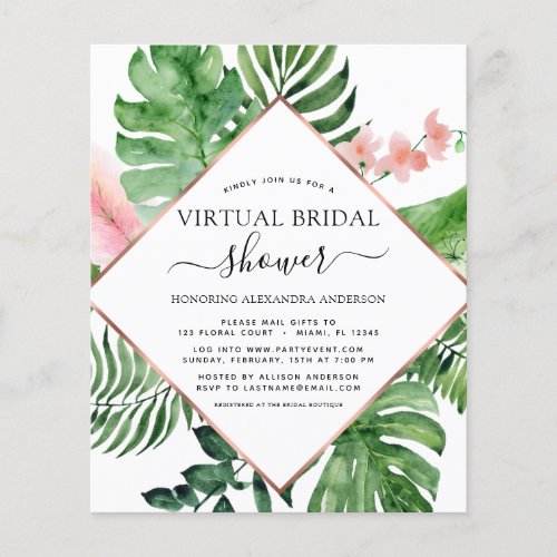 Budget Virtual Bridal Shower Tropical Palm Flyer