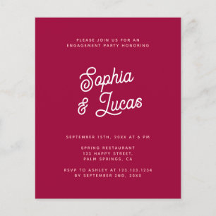 Budget Viva Magenta Retro Engagement Party Invite
