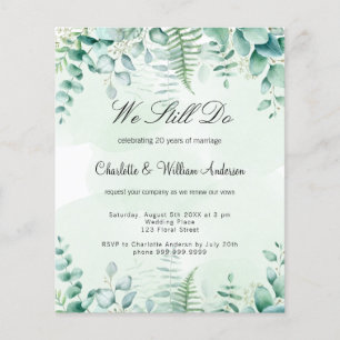 Budget vow renewal eucalyptus greenery invitation
