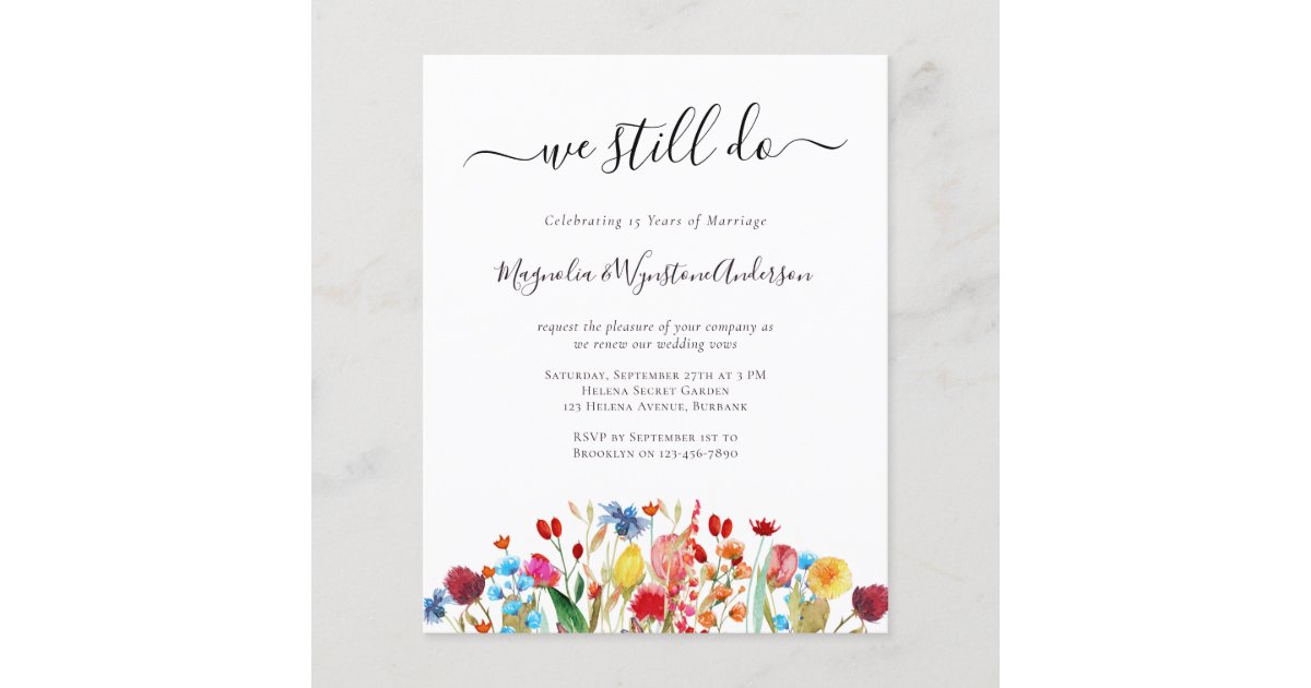 budget-vow-renewal-invitation-wildflowers-zazzle