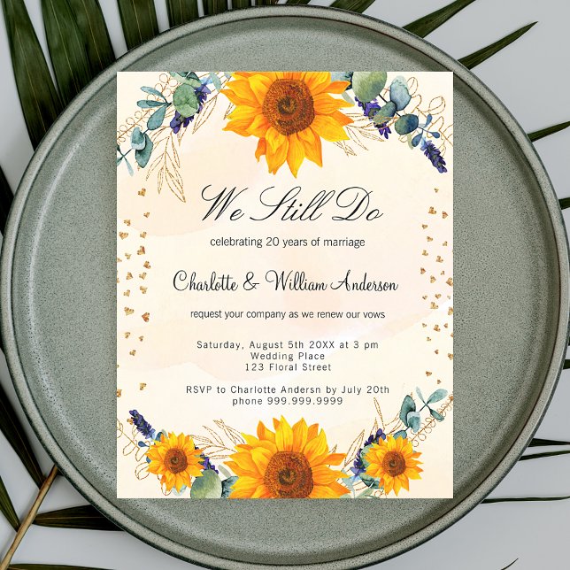 Budget vow renewal sunflower eucalyptus invitation (Creator Uploaded)