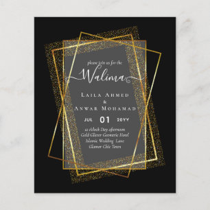 Budget Walima Muslim Wedding Gold Frame Invite Flyer