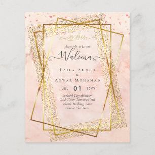 Budget Walima Muslim Wedding Gold Frame Invite Flyer