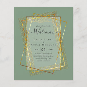 Budget Walima Muslim Wedding Gold Frame Invite Flyer