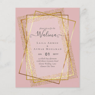 Budget Walima Muslim Wedding Gold Frame Invite Flyer