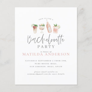 budget watercolor bachelorette party invitation flyer