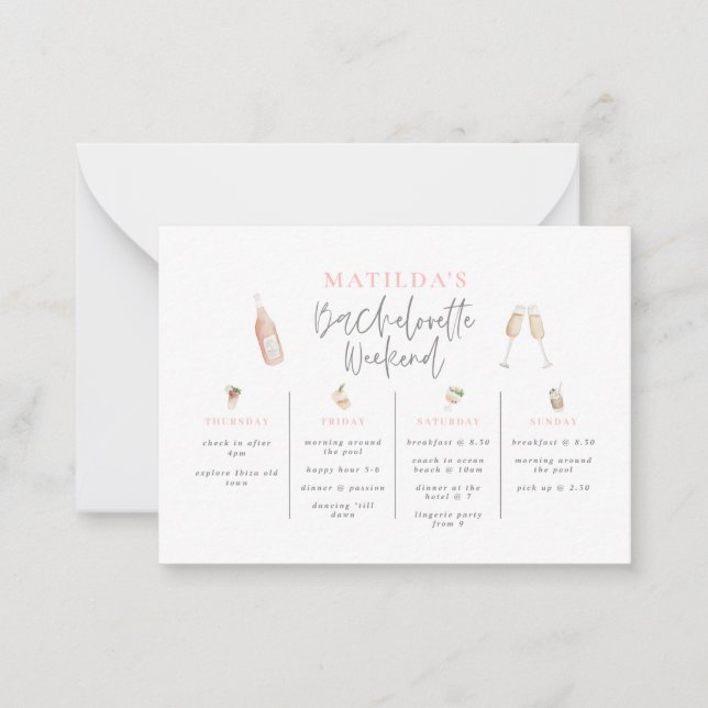 budget Watercolor Bachelorette weekend Note Card (Front)
