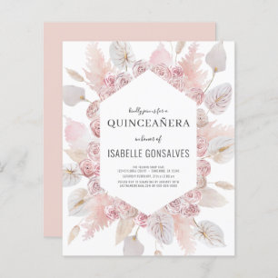 Budget Watercolor Boho QUINCEAÑERA Invitation