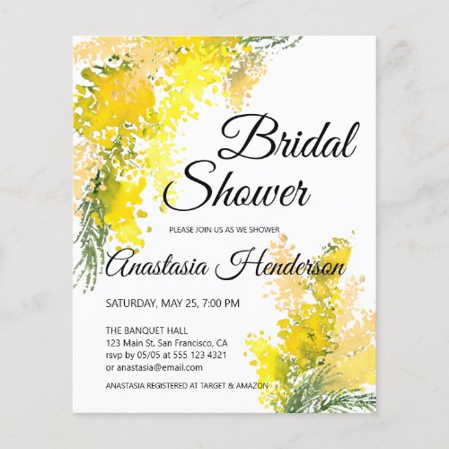 Budget Watercolor Bridal Shower Invitation