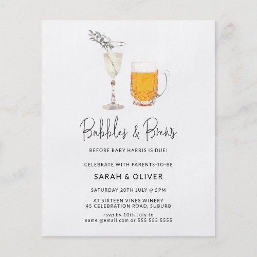 Budget Watercolor Bubbles  Brews Baby Shower Flyer