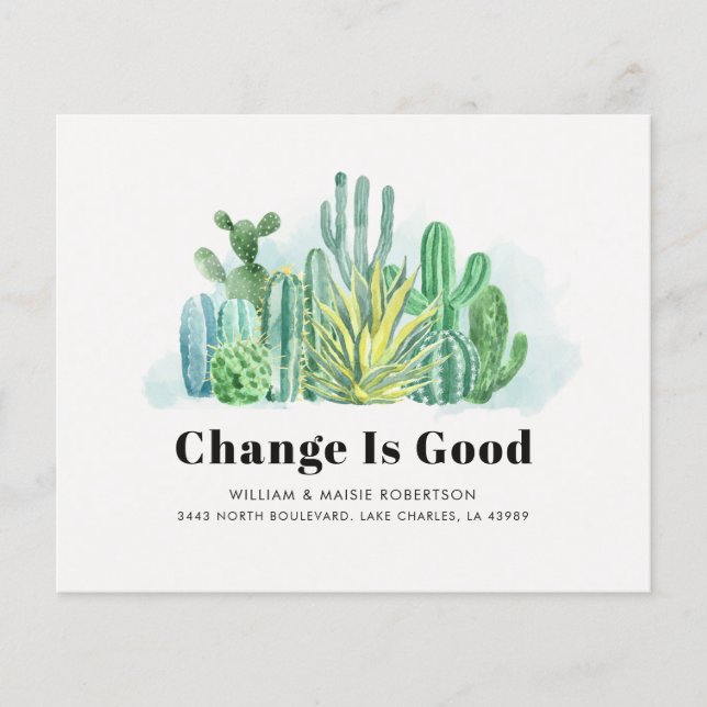 Budget Watercolor Cacti Moving Announcement (Front)