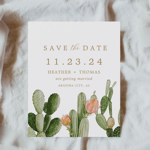 Budget Watercolor Cactus Dessert Save the Date