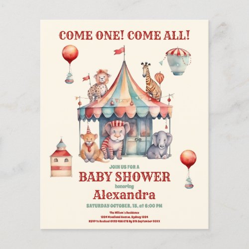 Budget Watercolor Carnival Baby Shower Invitation